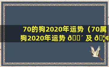 70的狗2020年运势（70属狗2020年运势 🌴 及 🦢 运程每月运程）